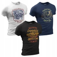 Koszulki męskie - Koszulki męskie 3pak T-shirt męski zestaw komplet 100% bawełniane 3szt - miniaturka - grafika 1