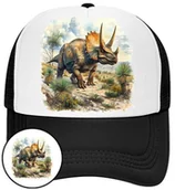 Czapki i chusty sportowe męskie - Czapka z Daszkiem Dinozaur Czarna z Nadrukiem Na Lato Siatka Bejsbolówka - miniaturka - grafika 1