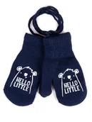 Rękawiczki dla dzieci - Rękawiczki Chłopięce Jednopalczaste Ze Sznurkiem Granatowe Z Napisem 10 Cm - miniaturka - grafika 1
