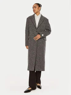 Calvin Klein Płaszcz wełniany Herringbone Single K20K207710 Szary Regular Fit - Płaszcze damskie - miniaturka - grafika 1