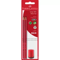 Ołówki - Faber-Castell 183798 ołówek Grip 2001, wkład B, 2 ołówki i mini temperówki, czerwony i niebieski, przypadkowy kolor - miniaturka - grafika 1