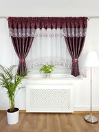 Firany - firana i zasłona w jednym - bordowa, firana gotowa, firany do salonu, firana do kuchni - miniaturka - grafika 1