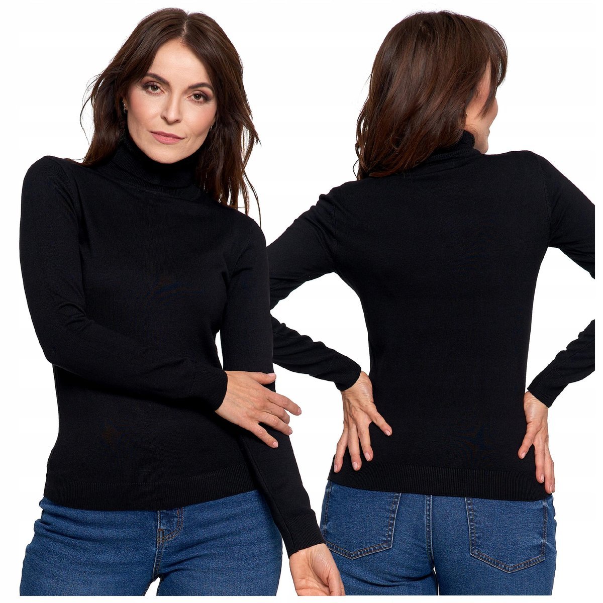 GOLF DAMSKI SWETER Cienki Gładki Bluzka Damska Elegancka Basic r. L