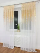 Firany - FIRANA Z WOALU ZE ZŁOTYM WZOREM FIRANKA GOTOWA NA TAŚMIE DO SALONU 250CM - miniaturka - grafika 1