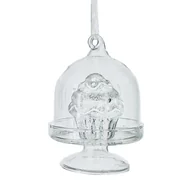 Bombki - BOMBKA CHOINKOWA SZKLANA NA CHOINKĘ BIAŁO-SREBRNA BABECZKA W SZKLE 7,5 CM BOMBKI CHOINKOWE BAŃKI I OZDOBY NA CHOINKĘ - miniaturka - grafika 1