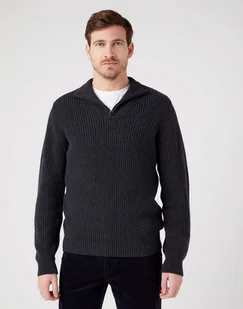 WRANGLER HALF ZIP KNIT MĘSKI SWETER KLASYCZNY ROZPINANY LOGO DARK GREY W8D0PJX06 112321333 - Wrangler - Swetry męskie - miniaturka - grafika 1