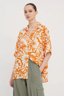 Koszule damskie - Billabong koszula damska kolor pomarańczowy relaxed z kołnierzykiem klasycznym - grafika 1