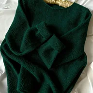 Swetry damskie - TEMU Elegancki sweter z okrągłym dekoltem Wielokolorowy, luźny krój, długi rękaw, miękki i przyjazny dla skóry, modny, o delikatnej teksturze, - miniaturka - grafika 1