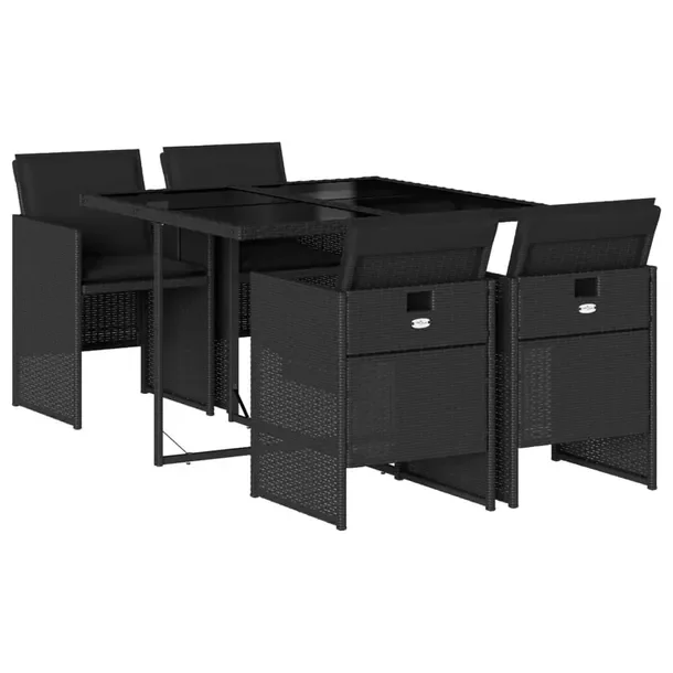Zestaw mebli ogrodowych czarny, rattan PE, wymiary: 110 x 106 x 73 cm