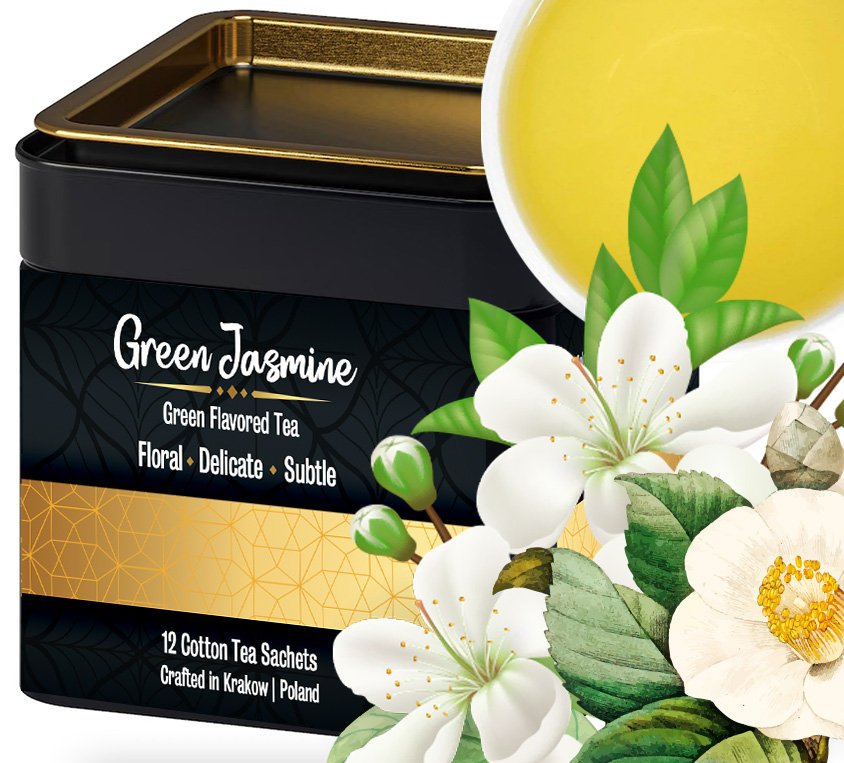 Jaśminowa Zielona Herbata w Upominkowej Puszce z Jaśminem Kwiat Jaśminu Herbatka 100g
