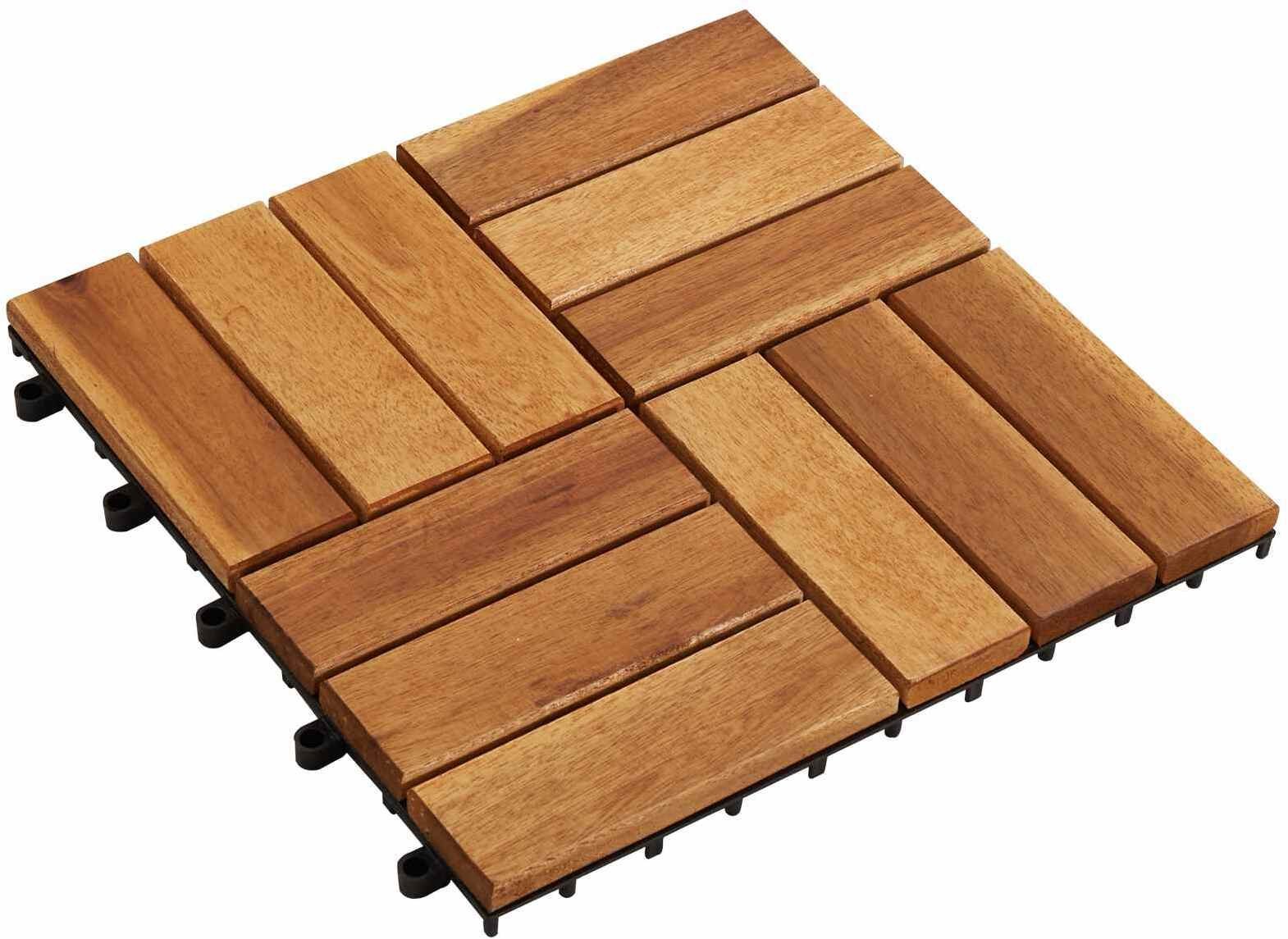 vidaXL Płytka Tarasowa 10 pcs Brązowy 30 x 30 cm Drewno Akacjowe