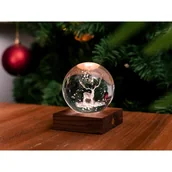 Noże stołowe - Ciemnobrązowa lampa stołowa LED z litego drewna orzechowego ze ściemniaczem i szklanym kloszem (wysokość 12 cm) Amber – Gingko - miniaturka - grafika 1