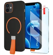 Etui i futerały do telefonów - Etui z Paskiem na palec Matowe CZARNE do iPhone 11do MagSafe +Szkło - miniaturka - grafika 1