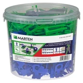 Narzędzia glazurnicze - System poziomowania MIX: kliny 100 szt.+ klipsy niebieskie 2mm 250 szt. + szczypce - miniaturka - grafika 1