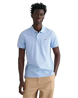 Koszulki męskie - GANT Męska koszulka polo Reg Shield Ss Pique Polo, niebieski (Capri Blue), XL - grafika 1
