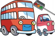 Naklejki na ścianę - Wesoły autobus cars - zestaw naklejek Pojazdy 227, 120x80 cm - miniaturka - grafika 1