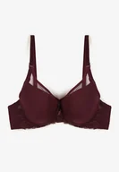 Biustonosze - Ciemnofioletowy Biustonosz Ozdobiony Transparentnymi Wstawkami i Koronką Nelrith - Born2be - miniaturka - grafika 1