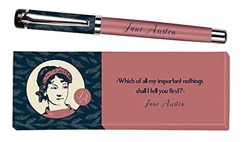 moses. 83356 libri_x pióro kulkowe Jane Austen, długopis z metalu z niebieskim wkładem, z nadrukiem cytatu Jane Austen, w pudełku prezentowym, 1 sztuka (1 opakowanie)