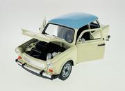 Samochody i pojazdy dla dzieci - WELLY TRABANT 601 BEŻOWY Z NIEBIESKIM DACHEM 1:24 SAMOCHÓD NOWY METALOWY MODEL - miniaturka - grafika 1