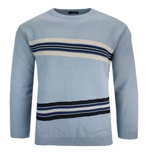 Sweter Niebieski Okrągły Dekolt (U-neck), Męski - MAX SHELDON - Max Sheldon - Swetry męskie - miniaturka - grafika 1