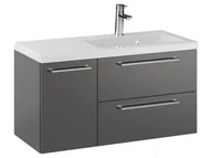 Szafki łazienkowe - Szafka Wisząca Z Umywalką RON 90 cm D Prawa - Titan Mat - Uchwyty Chromowane - miniaturka - grafika 1