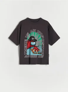 Reserved - T-shirt oversize Among Us - ciemnoszary - Koszulki dla chłopców - miniaturka - grafika 1