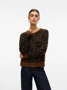 Vero Moda Kardigan w kolorze jasnobrązowo-czarnym - Swetry damskie - miniaturka - grafika 1