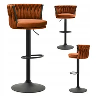 Taborety i hokery - Miedziane Krzesło Barowe Aster Z Weluru I Z Regulacją Wysokości - miniaturka - grafika 1