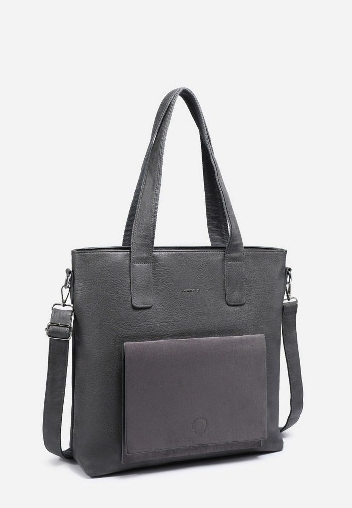 Duża Pojemna Torebka Damska Szara Shopper A4 LUIGISANTO Z Zamszem