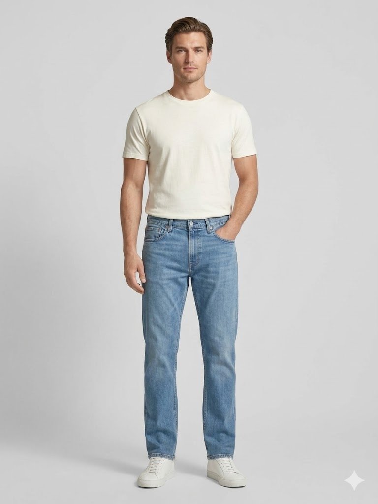 LEVI'S JEANSY MĘSKIE PROSTE NIEBIESKIE Z PRZETARCIAMI BAWEŁNA 34/34 26FA