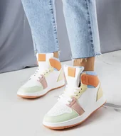 Botki damskie - Pomarańczowe sneakersy za kostkę Kari-39 - miniaturka - grafika 1