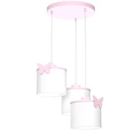 Lampy sufitowe - Lampa wisząca Sweet biało-różowa 3xE27x15W dziecięca w motylki wym: 115 x 45 x 45 cm tkanina Luminex - miniaturka - grafika 1