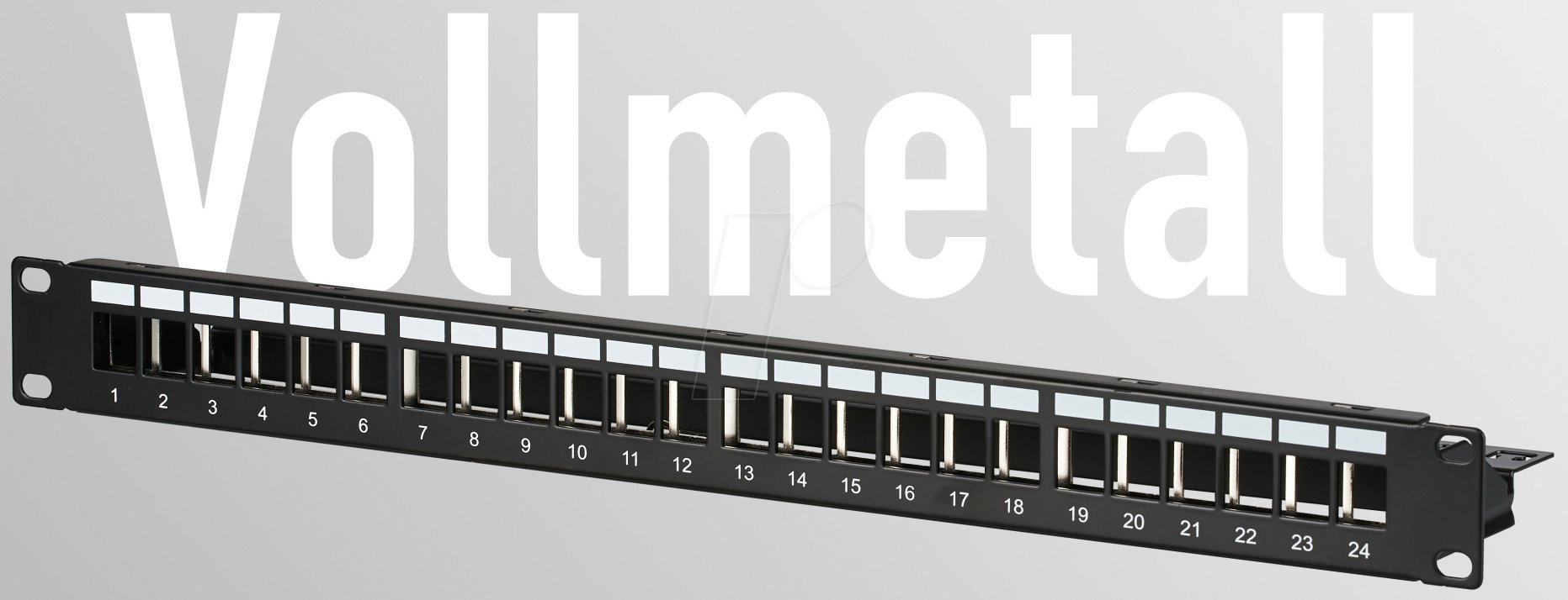 EFB EFB Verteilerfeld Patchpanel 48,26cm 19Zoll 1HE 24-Port schwarz ohne Keystone EC020100002