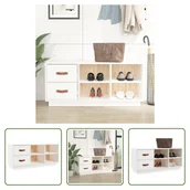 Szafki na buty - The Living Store Ławka na buty biała 100x34x45 cm lite drewno sosnowe - miniaturka - grafika 1