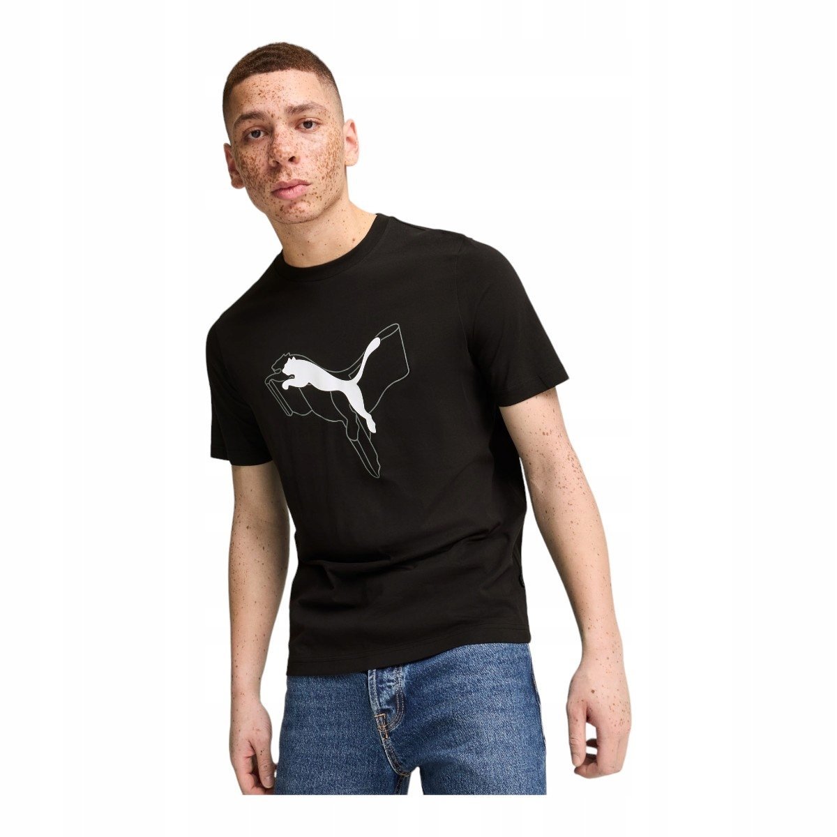 Puma Koszulka Męska T-Shirt Ess+ Logo Lab Cat Tee Czarna R. L