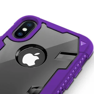 Zizo Proton Case Pancerne etui iPhone X ze szkłem 9H na ekran (Purple/Trans Clear) - Etui i futerały do telefonów - miniaturka - grafika 6