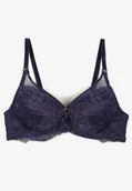 Biustonosze - Granatowy Biustonosz Push Up Ozdobiony Koronką i Transparentnymi Wstawkami Temindara - miniaturka - grafika 1