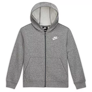 Bluzy dla chłopców - Nike Chłopięca bluza B NSW Hoodie Fz Club, Carbon Heather/White, 8 Lat DA5067 - grafika 1