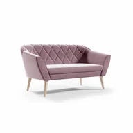 Sofy i kanapy - BETTSO Modna tapicerowana sofa 2-osobowa w stylu skandynawskim na drewnianych nogach z eleganckimi przeszyciami VIVA 2 Różowa - miniaturka - grafika 1