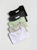 Koszulki dla chłopców - Reserved - Bawełniany t-shirt 5 pack - ciemnoszary - miniaturka - grafika 1
