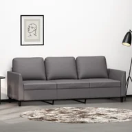 Sofy i kanapy - vidaXL 3-osobowa sofa, szara, 180 cm, sztuczna skóra - miniaturka - grafika 1