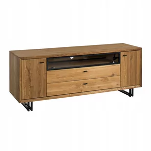 Dębowa Komoda Pod Tv Na Metalowych Nóżkach Loft - Szafki RTV - miniaturka - grafika 1