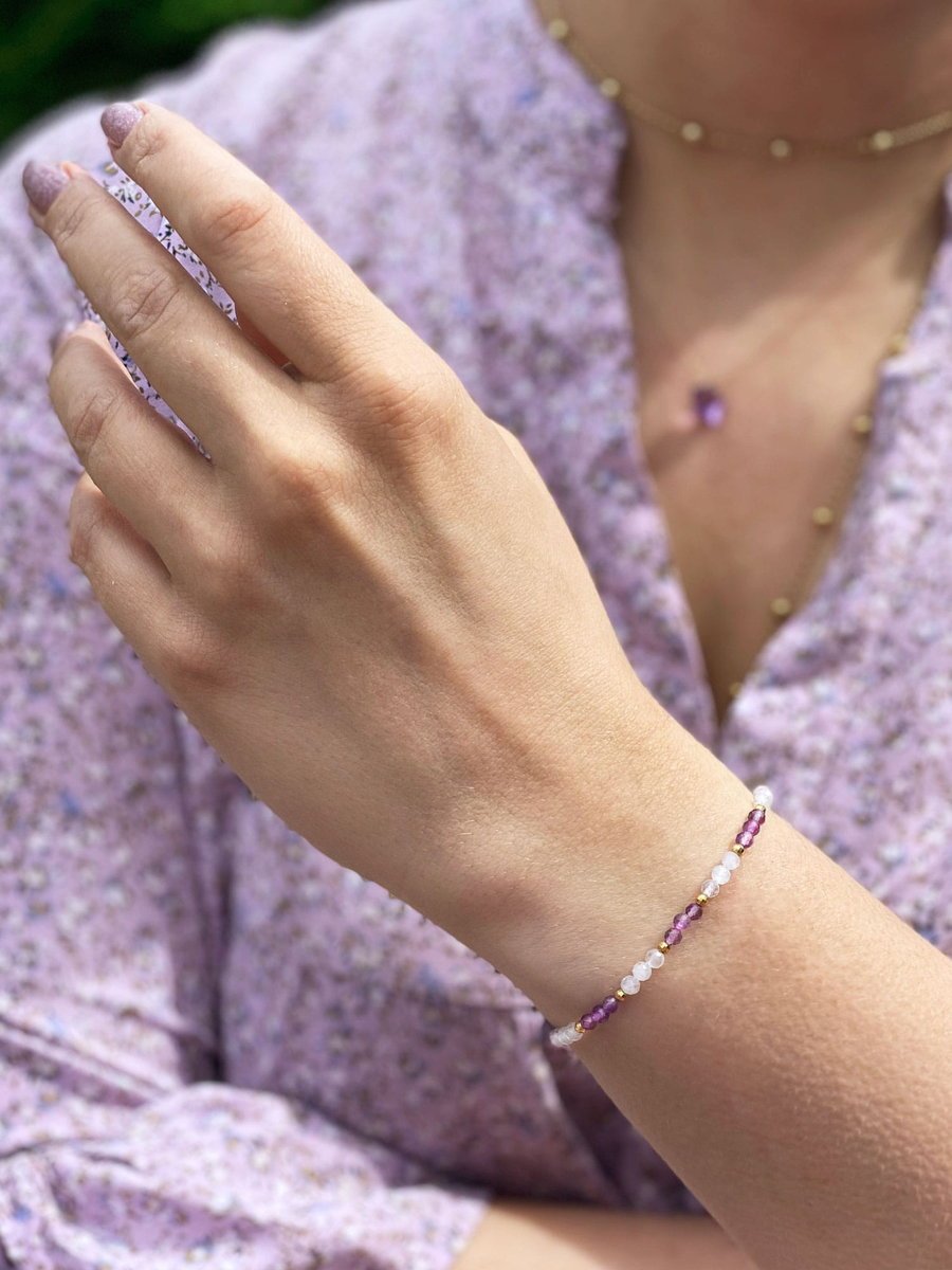 Bransoletka Ametyst I Kamień Księżycowy