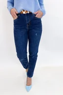 Spodnie damskie - Niebieskie Jeansowe Spodnie Cudi Mom Fit 25 - miniaturka - grafika 1
