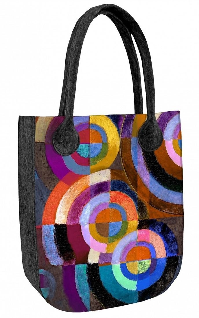 Torebka filcowa City Antracyt, nadruk Koła – shopperka damska, ekologiczny filc, zamek, mieści A4, udźwig do 10 kg, polska produkcja, ARCO Design