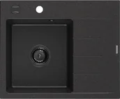 Zlewozmywaki - Mexen Ben zlewozmywak granitowy 1-komorowy z ociekaczem prawy 600 x 500 mm czarny/srebrny metalik syfon czarny - 6523605000-73-B - miniaturka - grafika 1