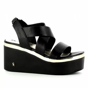 Czarne sandały na koturnie CARINII - Carinii - Sandały damskie - miniaturka - grafika 1