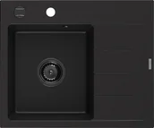 Zlewozmywaki - Mexen Ben zlewozmywak granitowy 1-komorowy z ociekaczem prawy 600 x 500 mm, czarny, syfon czarny - 6523605000-77-B - miniaturka - grafika 1