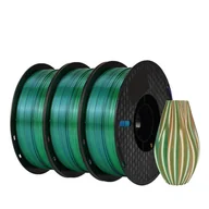 Filamenty i akcesoria do drukarek 3D - filament do drukarek 3D, trójkolorowy materiał jedwabny, szpula bez pęcherzyków powietrza, niebiesko-zielono-pomarańczowy - miniaturka - grafika 1