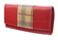 Portfele - Portfel Damski PolskaGalanteria Długi Suwak Skóra Naturalna Czerwony Mozaika KP D402 RFID - miniaturka - grafika 1